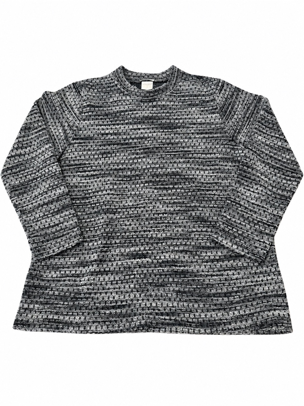 BonWorth Women’s Black Gray Textured Knit Long Sleeve Pullover Sweater Top
